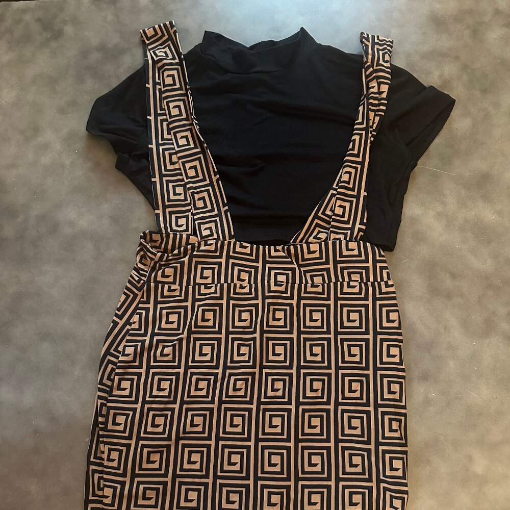 Fashion Nova 2Pc Overall Skirt Set